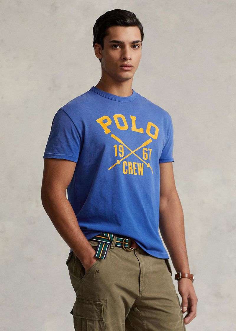 Koszulki Polo Ralph Lauren Męska Niebieskie Classic Fit Logo Jersey 489213-FOW